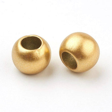 BD800 - 50 pcs Golden Matte Smooth Ball Spacer Beads - 10mm - Large Hole: 5mm - Fits European Cords and Paracord!