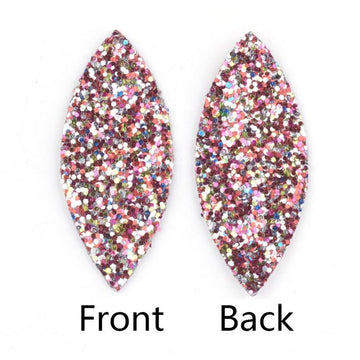 P1137 - 10 pcs. Red Multicolor Faux Leather Dangle Charms Pendants - Marquise - 59mm (2.33") - Great for Light Earrings or Dangles! Double Sided