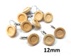E564 - 10 pcs. Stainless Steel Earring Clips Settings Lever Back Bezels Cabochons - 12mm Glue Pad Setting - Silver Clip - Wood Tray - Natural