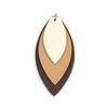 P911 - 10 pcs. Brown Khaki Beige Faux Leather Dangle Charms Pendants - Leaf - Triple Layer - 71mm (2.8") - Great for Light Earrings or Dangles