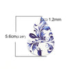 P1046 - 10 pcs. Blue and White Porcelain Faux Leather Dangle Charms Pendants - Teardrop - 56mm (2.2") - Great for Earrings! Double Sided