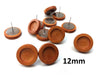 E600 - 10 pcs. Stainless Steel Earring Posts Studs Settings Bezels Cabochons Tacks - 12mm Glue Pad Setting - Silver Tone - Wood Bezel - Cherry