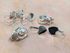 E323 - 10 pcs. Silver Plated Earring Clips Settings Lever Back Bezels Cabochons - 12mm Glue Pad Setting - Heart Shape Bezels