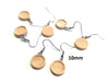 E494 - 10 pcs. Stainless Steel Silver Tone Earring Dangle Hooks Settings Bezels Cabochons - 10mm Glue Pad Setting - Wood Trays - Natural