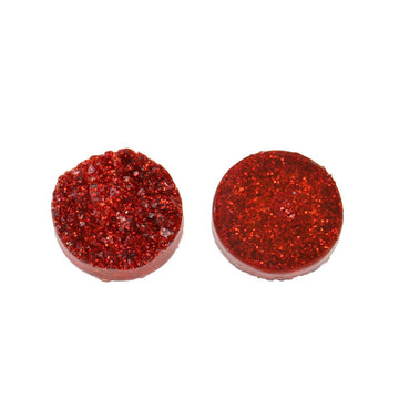 CA157 - 10 pcs Druzy Resin Embellishment Cabochons Sparkly Red AB - 12mm