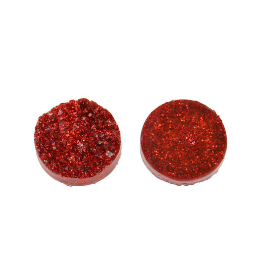 CA157 - 10 pcs Druzy Resin Embellishment Cabochons Sparkly Red AB - 12mm