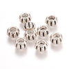 BD694 - 50 pcs Antique Silver Corrugated Striped METAL Rondelle Spacer Beads - 12mm - Large Hole: 5.5mm - Fits European Cords and Paracord!