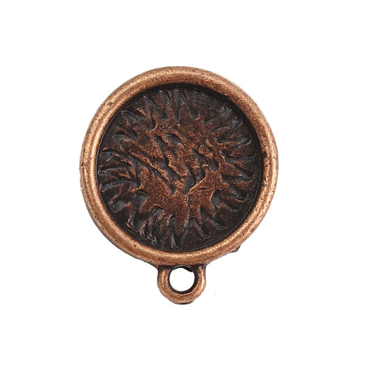 E447 - 10 pcs. Antique Copper Earring Posts Studs Settings Bezels Cabochons Tacks with Loop - 14mm Glue Pad Setting