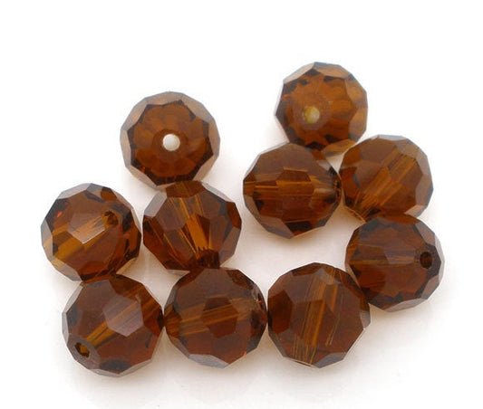BD698 - 20 pcs. Brown Crystal Glass Faceted Rondelle Beads - 8mm - Hole Size: 1.3mm