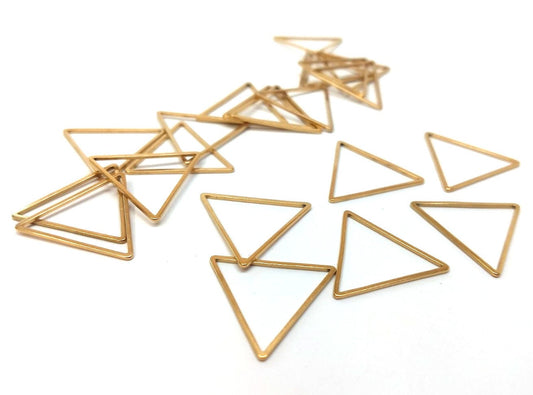 P023 - 10 pcs Stainless Steel Golden Triangle Metal Dangle Charms Pendants - 23mm x 20mm - 0.91" - Great for Making Fringe Earrings and Dangles!