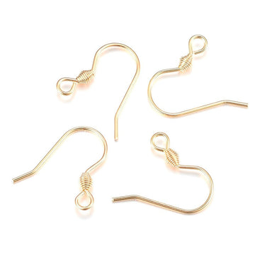 E714 - 20 pcs 304 Stainless Steel Earring Hooks with Spring - Golden - 16mm x 18mm - Hypoallergenic! Tarnish Resistant! Hole size: 2.5mm