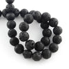 BD297 - 12mm Black Stone Lava Round Beads - 16" strand - Hole Size: 1mm - 33 pcs. - Natural