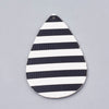 P153 - 10 pcs. Black and White Stripe Faux Leather Dangle Charms Pendants - Teardrop - 56mm (2.2") - Great for Earrings! Double Sided