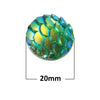 CA468 - 10 pcs Mermaid Fish Scales Resin Carved Embellishment Cabochons Green AB - 20mm (3/4 in)