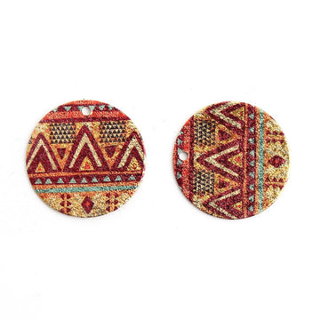 P682 -10 pcs. Gold Plated Multicolor Enamel Circle Metal Dangle Charms Pendants - Temple - 20mm - 0.8" - Great for Earrings, Necklaces or Dangles