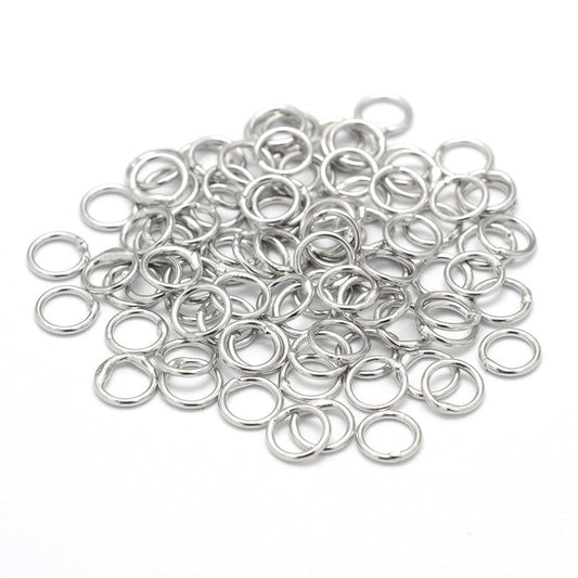 J158 - 100 pcs Silver Tone Soldered Closed Jump Rings - 6mm - 20 Gauge (0.8mm Thick)