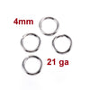 J205A - 100 pcs 304 Stainless Steel Open Jump Rings 4mm - 21 Gauge (0.7mm Thick) - Silver Tone - High Quality! Hypoallergenic! Tarnish Resistant!