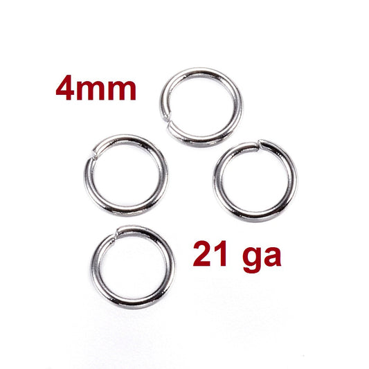 J205 - 500 pcs 304 Stainless Steel Open Jump Rings 4mm - 21 Gauge (0.7mm Thick) - Silver Tone - High Quality! Hypoallergenic! Tarnish Resistant!