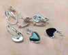 E323 - 10 pcs. Silver Plated Earring Clips Settings Lever Back Bezels Cabochons - 12mm Glue Pad Setting - Heart Shape Bezels