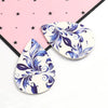 P1046 - 10 pcs. Blue and White Porcelain Faux Leather Dangle Charms Pendants - Teardrop - 56mm (2.2") - Great for Earrings! Double Sided
