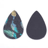 P2061 - 10 pcs. Black with Multicolor Leaves Embroidered Faux Leather Dangle Charms Pendants - Teardrop - 56mm (2.2") - Black Back