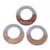 P2202 - 4 pcs. Assortment of Clear Resin and Wood Hoop Flat Pendant - 49mm - (1.93")- LARGE - Great for Earrings and Necklaces!