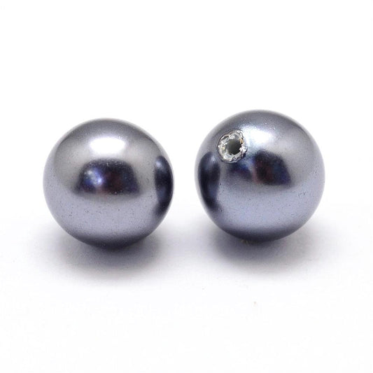 BD044 - 10 pcs. - 6mm Half Drilled Glass Pearl Imitation Round Beads - 4 color options available! - Hole Size: 1mm