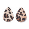 P857 - 10 pcs. Beige Leopard Faux Fur Leather Dangle Charms Pendants - Teardrop - 55mm (2.17") - Great for Light Earrings or Dangles! Double-Sided