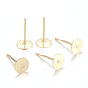 E767 - 20 pcs. (10 pairs) 304 Stainless Steel Golden Earring Posts/Bases/Studs/Settings with Rubber Backs - 12mm x 10mm - 10mm Glue Pad