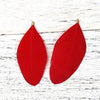 E489 - 10 pcs Red Dangle Charms Pendants - Feather - Gold Plated Crimps - 85mm (3/4") - Great for Light Earrings or Dangles!