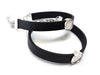 B077 - 2 pcs. Black REAL Leather Bracelets with 12mm Glue Pad Bezel Trays and Extender Chains - Adjustable from 7" to 9"