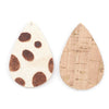 P2083 - 10 pcs. White and Brown Horse Hair Faux Leather Dangle Charms Pendants - Teardrop - 55mm (2.17") - Great for Earrings or Dangles! Cork Back