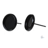 E534B - 30 pcs. Black Earring Posts Studs Settings Bezels Cabochons Tacks- 10mm Glue Pad Setting
