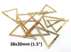 P013 - 10 pcs Gold Plated Triangle Metal Dangle Charms Pendants - 38mm x 30mm - 1.5" - Great for Making Fringe Earrings and Dangles! 5 Hole Design