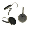 E347 - 10 pcs. Antique Bronze Earring Clips Settings Lever Back Bezels Cabochons - 16mm Glue Pad Setting - Smooth Edge
