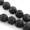 BD297 - 12mm Black Stone Lava Round Beads - 16" strand - Hole Size: 1mm - 33 pcs. - Natural