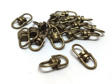 BA045 - 20 pcs. Antique Bronze Oval Swivel Connectors Clasps for Key Rings Key Chains - 19mm x 9mm