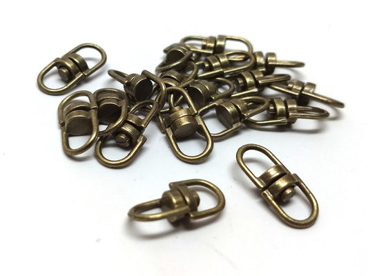 BA045 - 20 pcs. Antique Bronze Oval Swivel Connectors Clasps for Key Rings Key Chains - 19mm x 9mm
