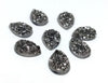 CA663 - 10 pcs Druzy Resin Embellishment Cabochons Gunmetal - 14x10mm - Teardrop - 14mm x 10mm - 3mm Thick