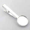 TC013 - 2 pcs Silver Plated LARGE Tie Bars/Clips - 55mm - over 2 inches long - 18mm Glue Pad - Bezel Housing Setting