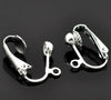 E791 - 20 pcs. Silver Plated Earring Clips Settings Lever Back with Loop - 16mm x 13mm - Great for Non-pierced Unpierced Ears