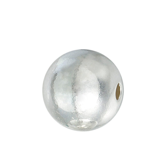 BD354 - 10 pcs 925 Sterling Silver Smooth Ball Spacer Beads - 6mm - Platinum Plated