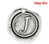 P176 - 10 pcs. Antique Silver LARGE Letter "J" Alphabet Letter - 18mm x18mm - Wax Design