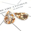 P229 - 10 pcs. Beige, Brown, Orange Floral Embroidered Faux Leather Dangle Charms Pendants - Teardrop - 56mm (2.2") - Double Sided