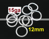 J015 - THICK - 100 pcs. Silver Plated Open Jump Rings - 12mm - 15 Gauge - HIGH QUALITY