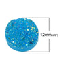 CA100 - 10 pcs Druzy Resin Embellishment Cabochons Blue Lake - 12mm Diameter - Circle