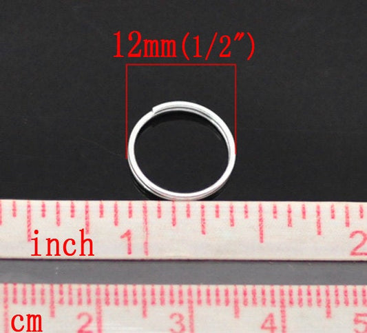 J100A - 300 pcs Double Rings - Silver Plated Split Jump Rings - 12mm - 21 Gauge