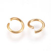J007 - 50 pcs. 304 Stainless Steel Open Jump Rings 5mm - 21 Gauge (0.7mm Thick) - Golden - High Quality!