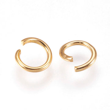 J007 - 50 pcs. 304 Stainless Steel Open Jump Rings 5mm - 21 Gauge (0.7mm Thick) - Golden - High Quality!