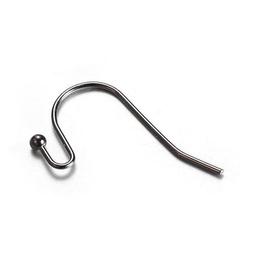 E376 - 200 pcs Gunmetal Earring Wire Hooks with Ball - 19x13mm - 19mm x 13mm - 20 Gauge Wire (0.8mm Thick)